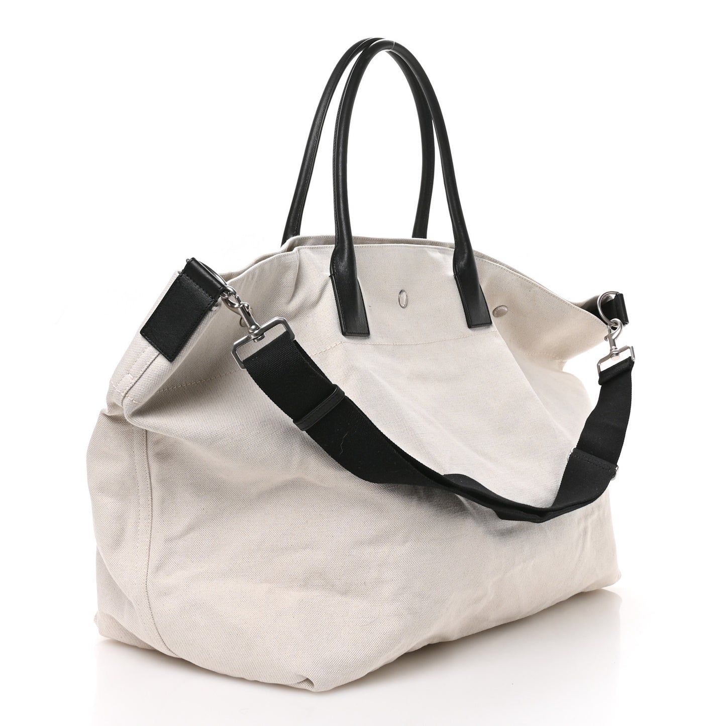 Linen Calfskin Rive Gauche Maxi Tote Grege et Noir