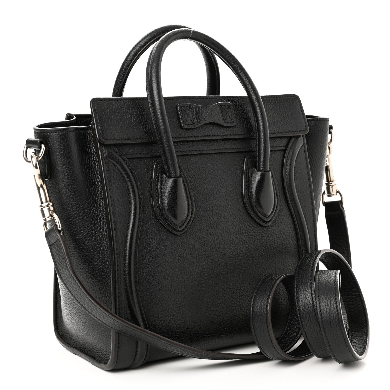 Celine Drummed Calfskin Nano Luggage Black 3 of 9