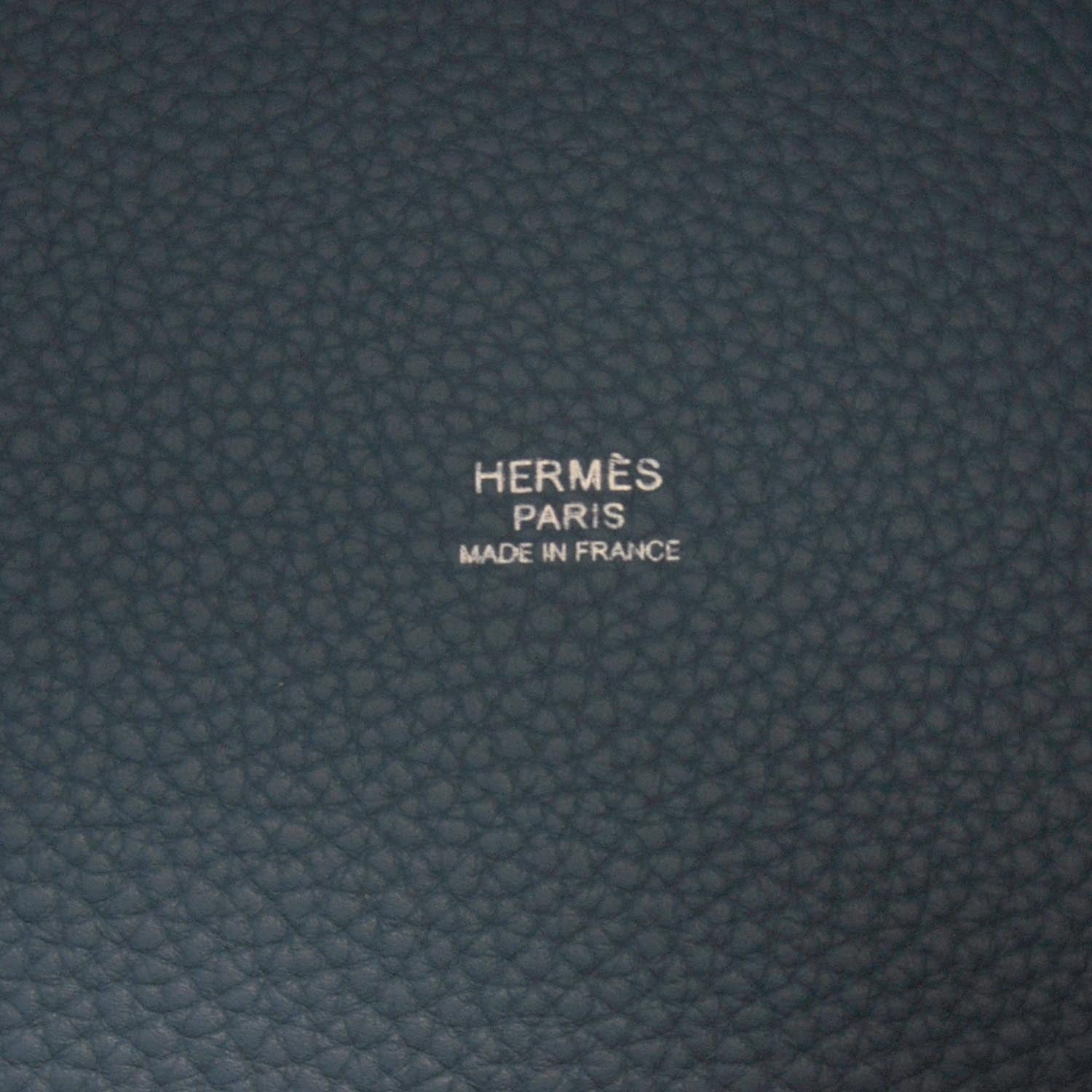 Hermes Taurillon Clemence Picotin MM Blue Jean 7 of 8