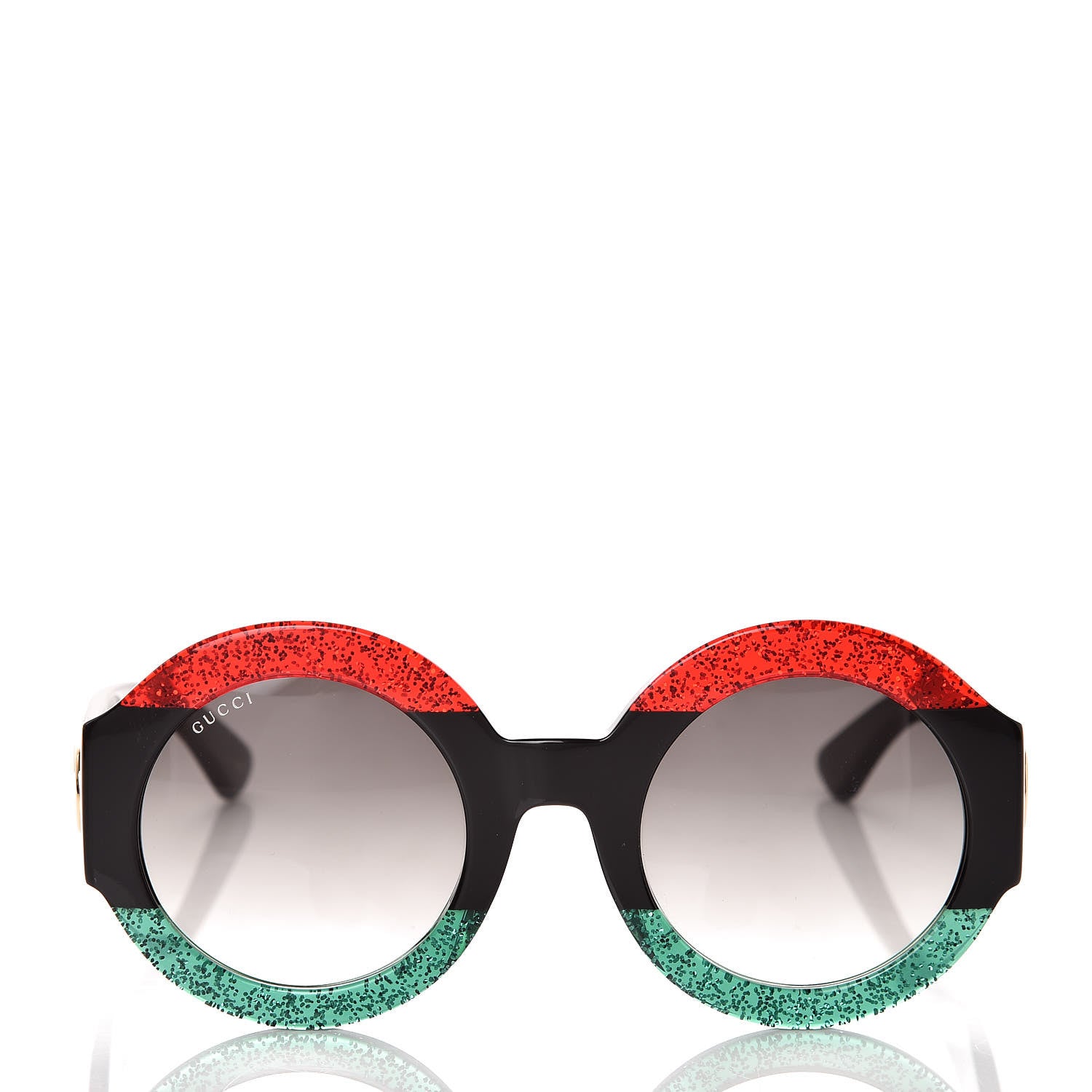 Gucci Acetate Round GG0084S Sunglasses Black Red Green 2 of 7