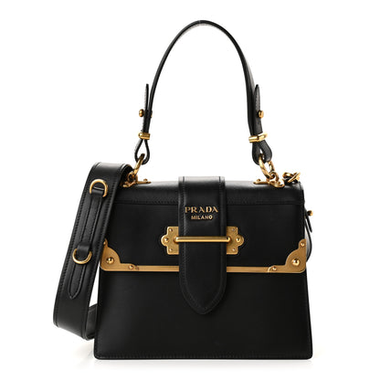 Prada City Calfskin Saffiano Cahier Top Handle Bag Black 1 of 9