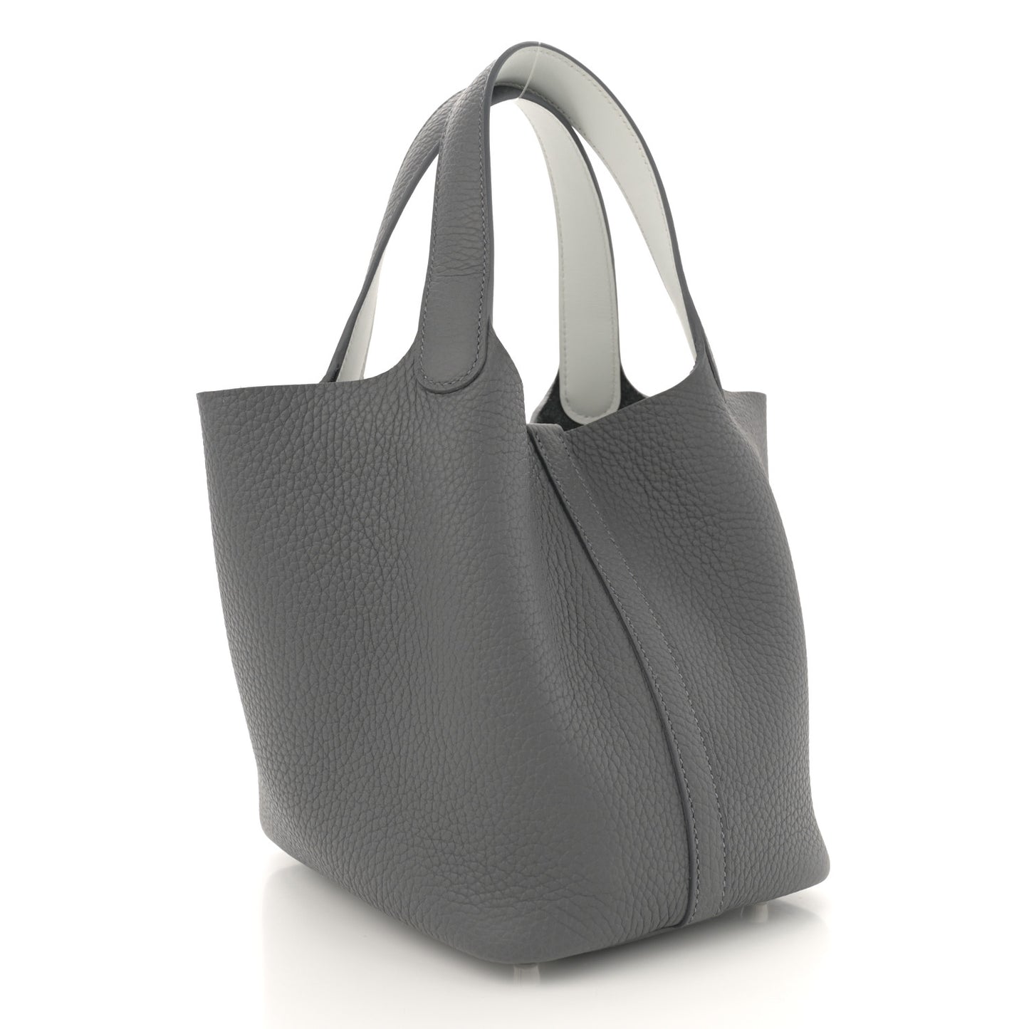 Taurillon Clemence Swift Eclat Picotin Lock 18 PM Ardoise Gris Platine