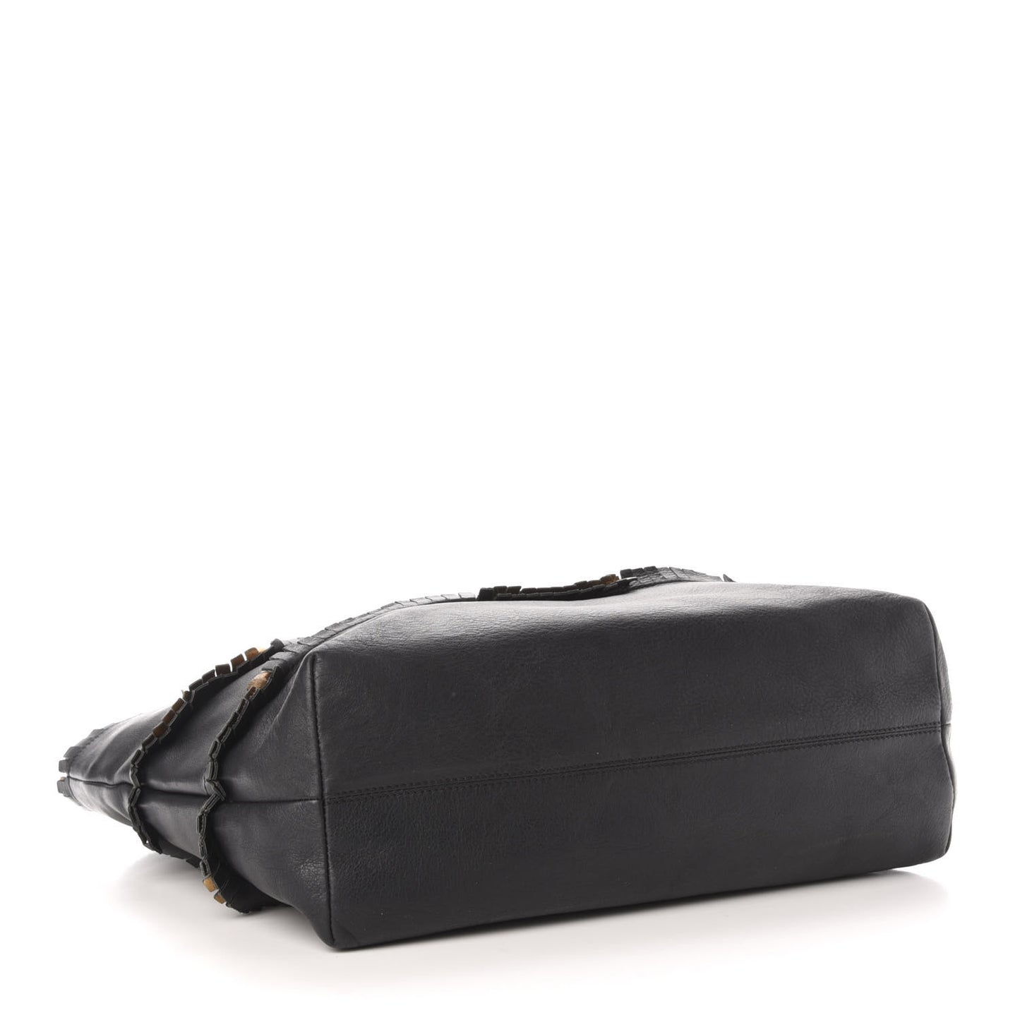 Calfskin Ruffle Roll Tote Black
