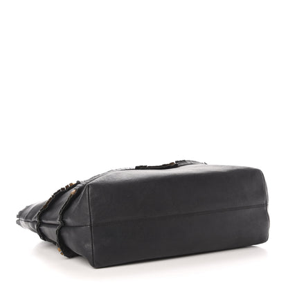 Fendi Calfskin Ruffle Roll Tote Black 4 of 13