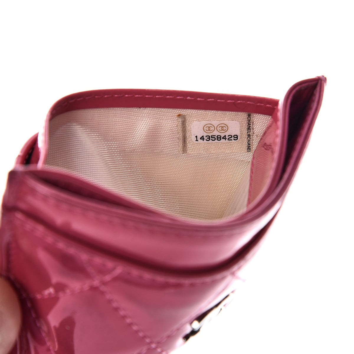 Patent Quilted Card Holder Fuchsia