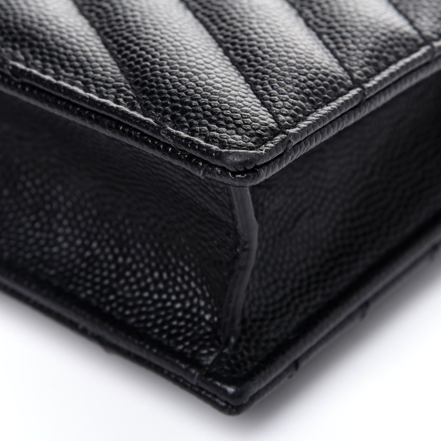 Saint Laurent Grain De Poudre Matelasse Chevron Monogram Envelope Chain Wallet Black 11 of 14