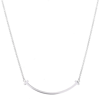 Tiffany 18K White Gold Small T Smile Pendant Necklace 4 of 6