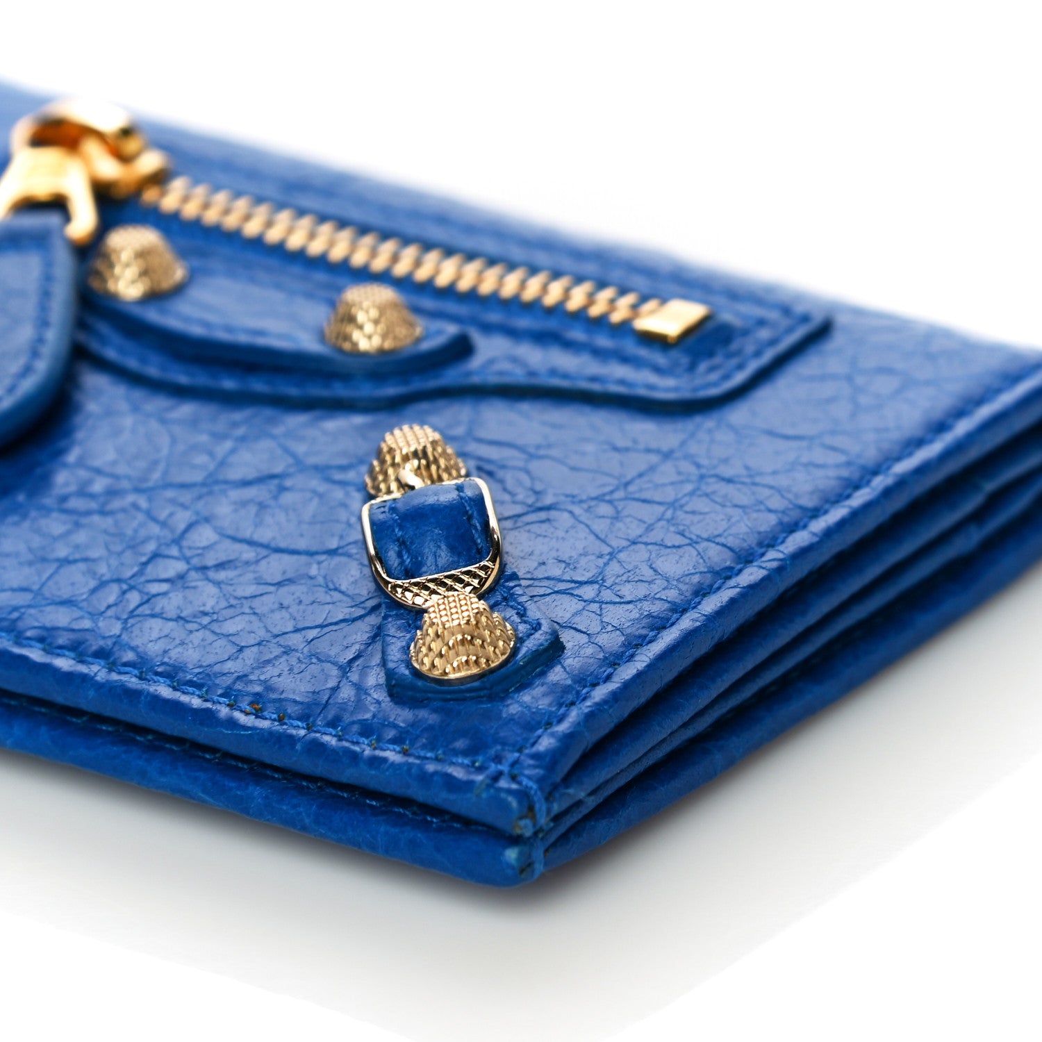 Balenciaga Agneau Giant 12 Gold Hardware Card Case Blue 897622