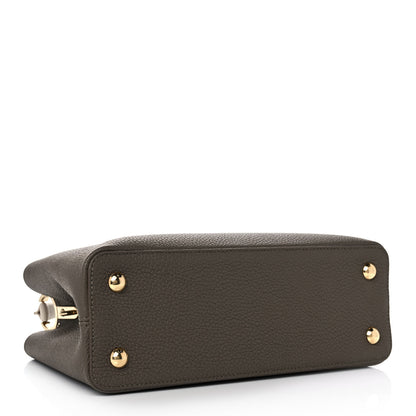 Louis Vuitton Taurillon Capucines MM Smokey Brown Green Creme Pink 3 of 8