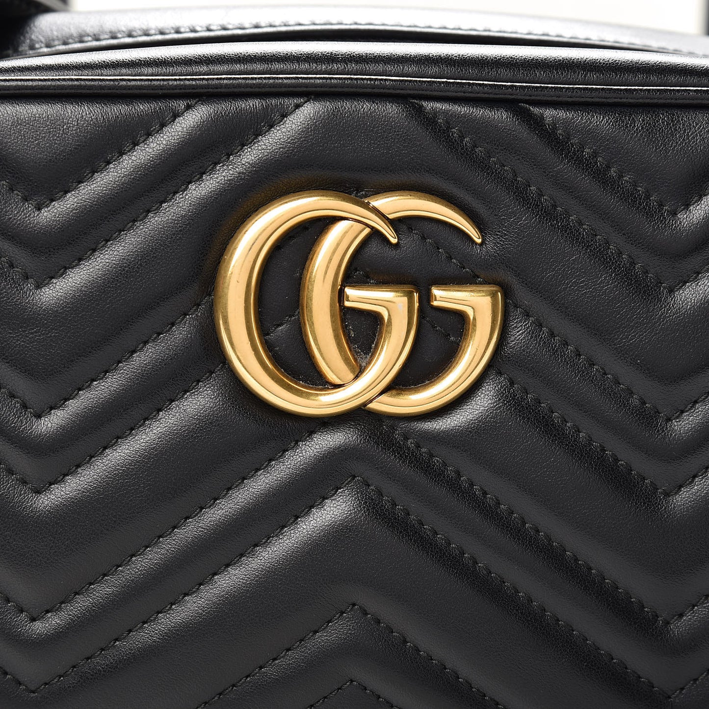 Calfskin Matelasse Small GG Marmont Chain Shoulder Bag Black