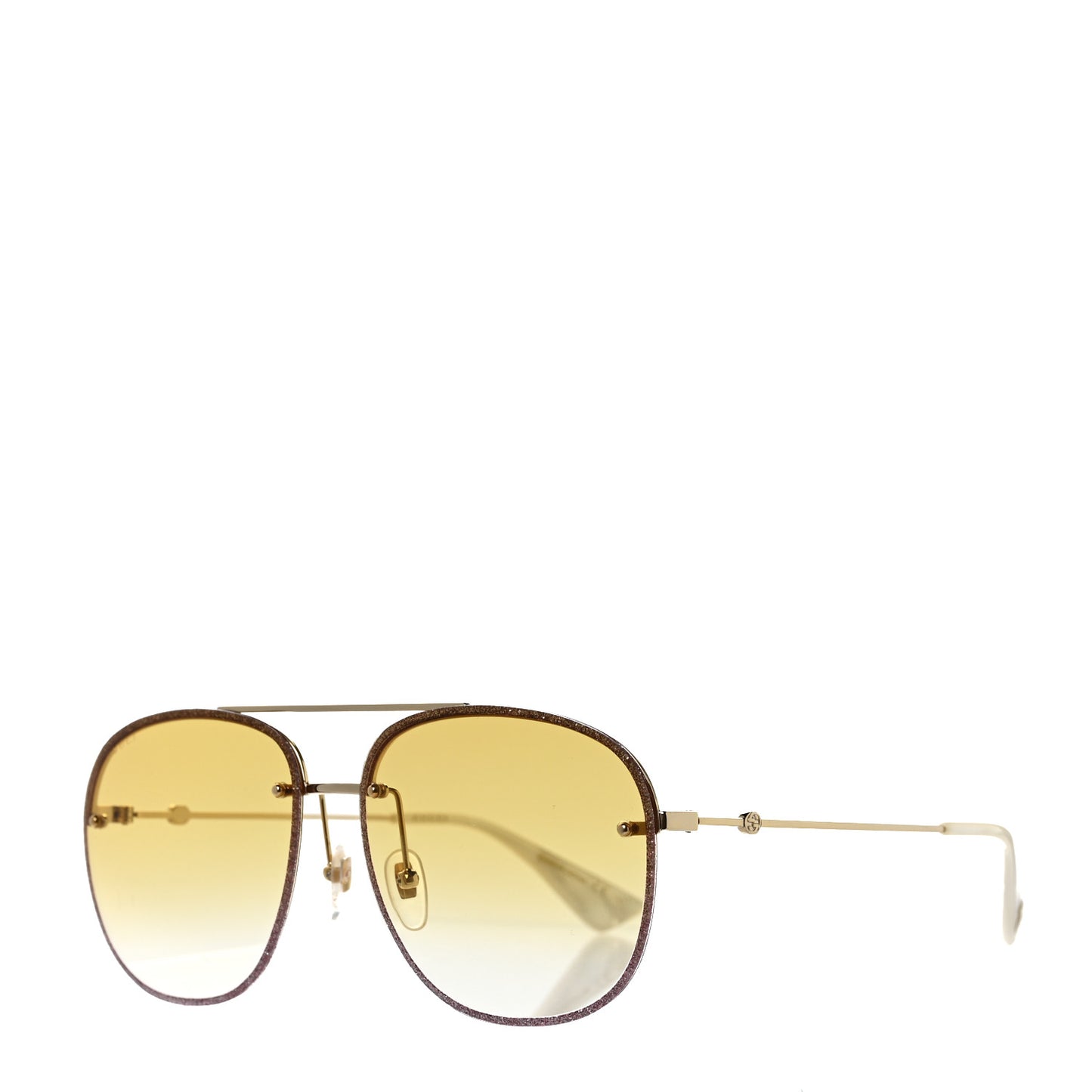 Metal Glitter Aviator Sunglasses G0227S Brown Gold