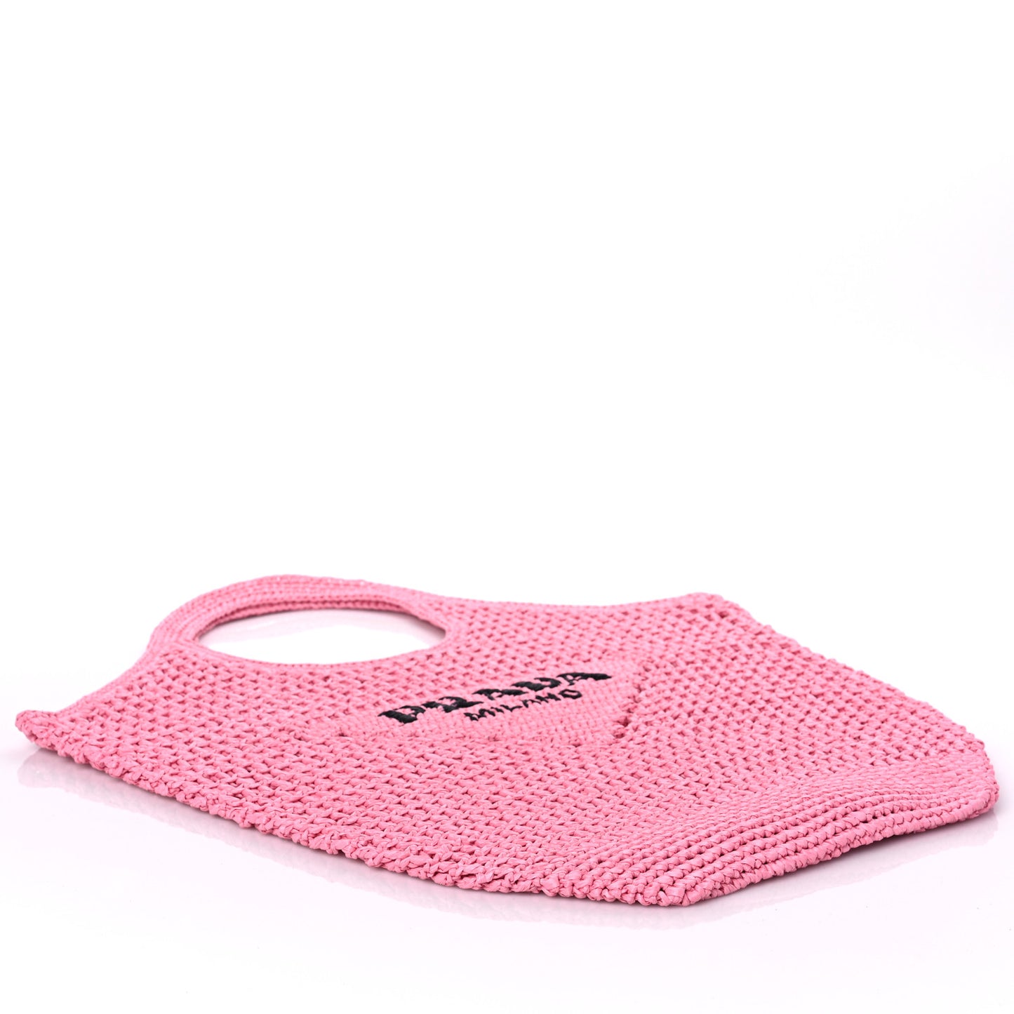 Yarn Raffia Effect Crochet Logo Embroidered Shopping Tote Bag Petalo