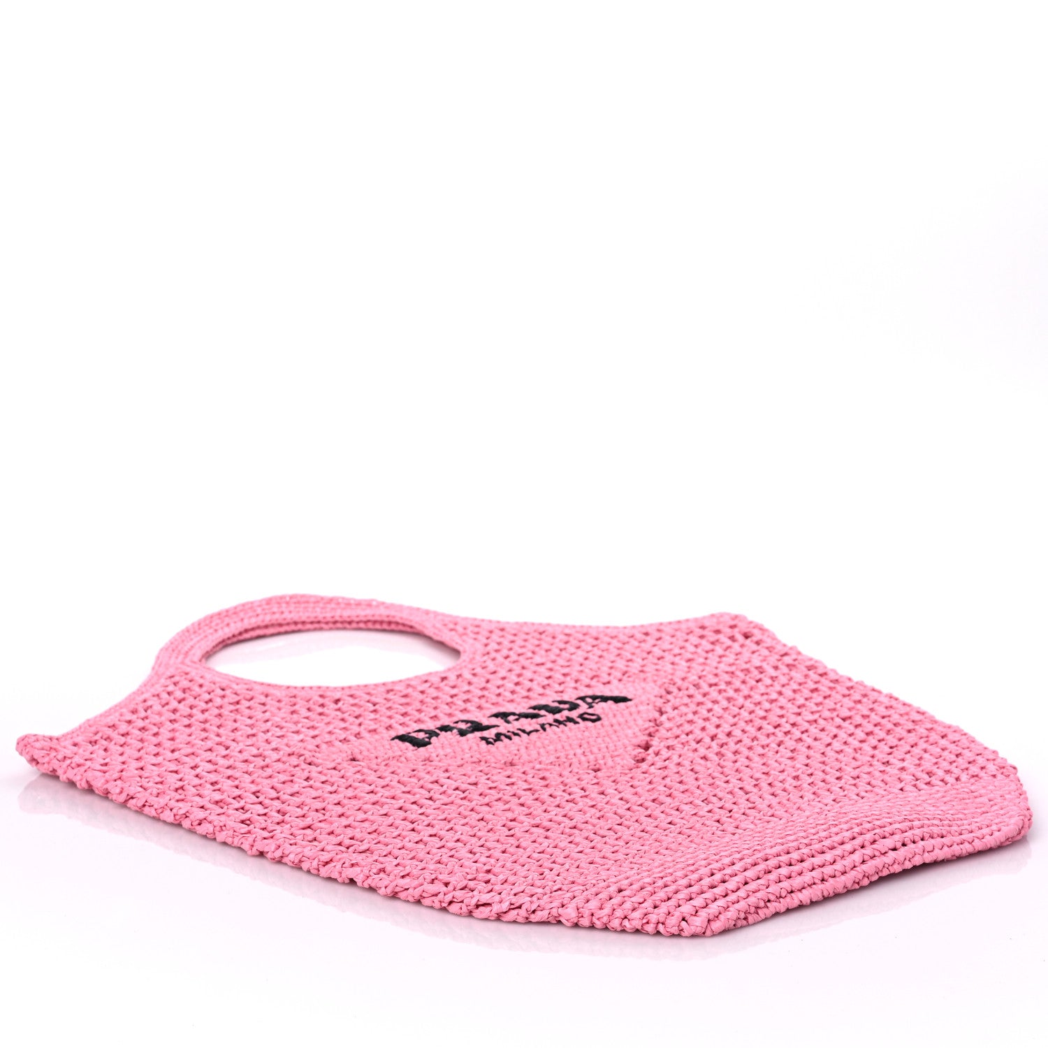 Prada Yarn Raffia Effect Crochet Logo Embroidered Shopping Tote Bag Petalo 4 of 8