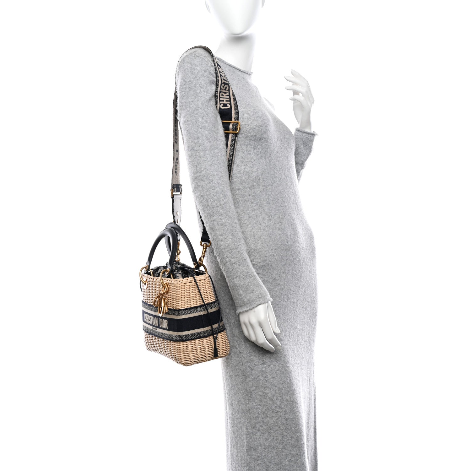 Christian Dior Wicker Oblique Medium Lady Dior Bag Blue 2 of 9