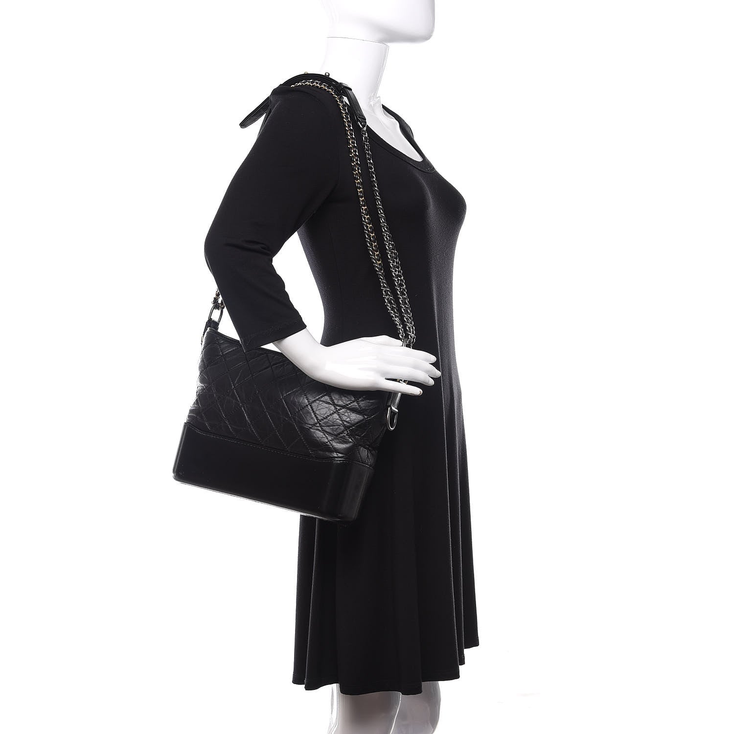 Chanel Aged Calfskin Quilted Medium Gabrielle Hobo Black 2 of 10