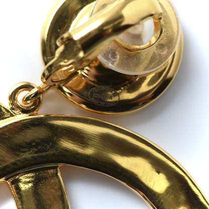 Chanel Metal Large Paris Button Clip On Earrings Gold 4 of 5