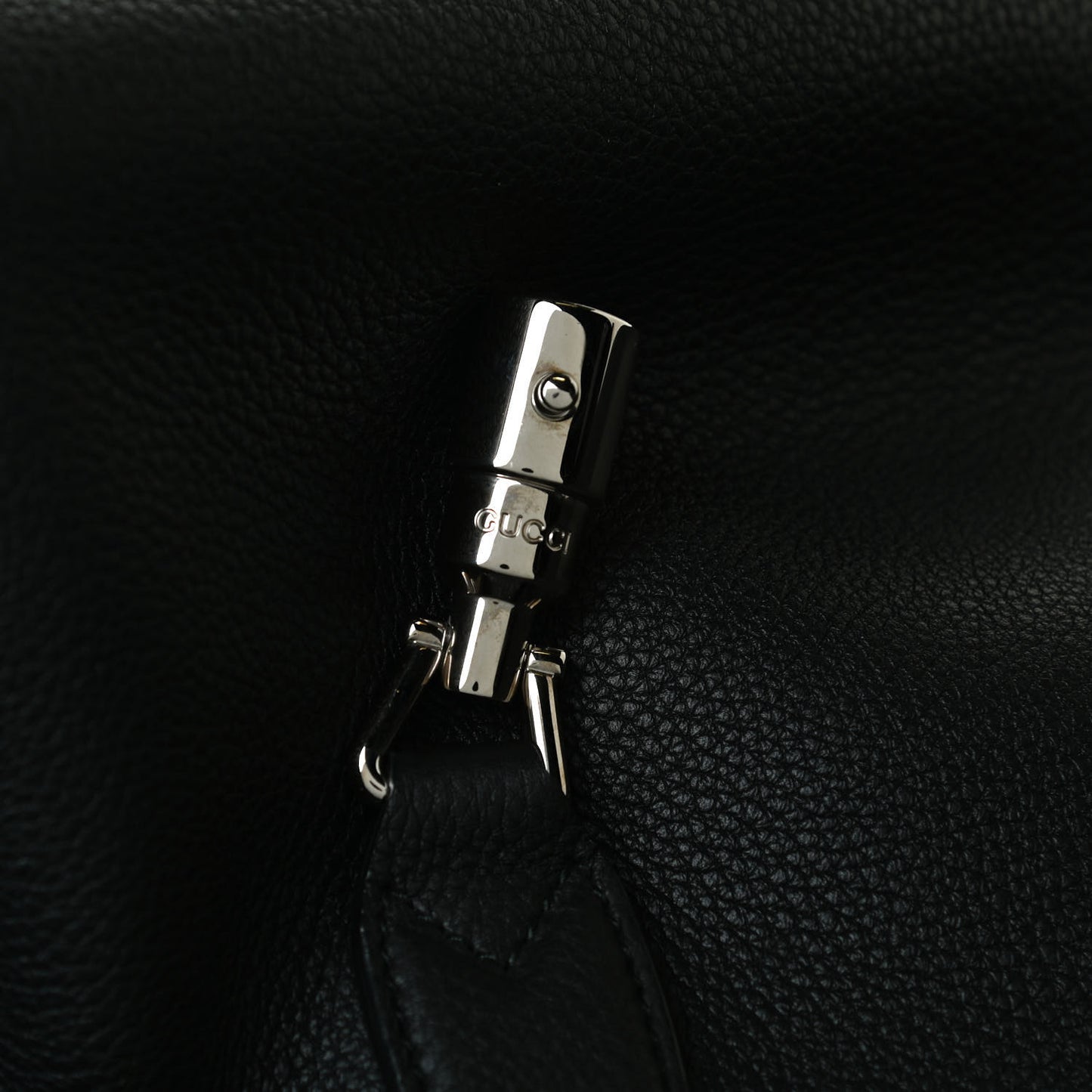 Soft Grained Calfskin Large Jackie Hobo Black