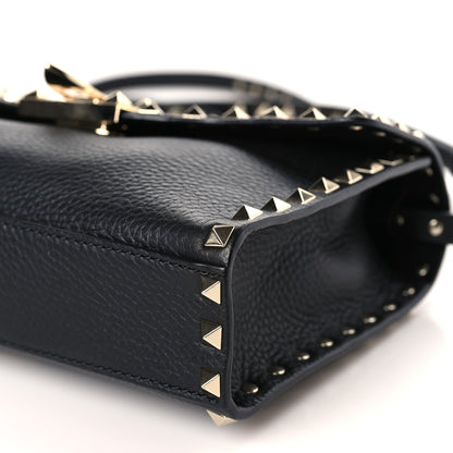 Valentino Garavani Pebbled Calfskin Medium Rockstud Flip Lock Crossbody Bag Black 8 of 8