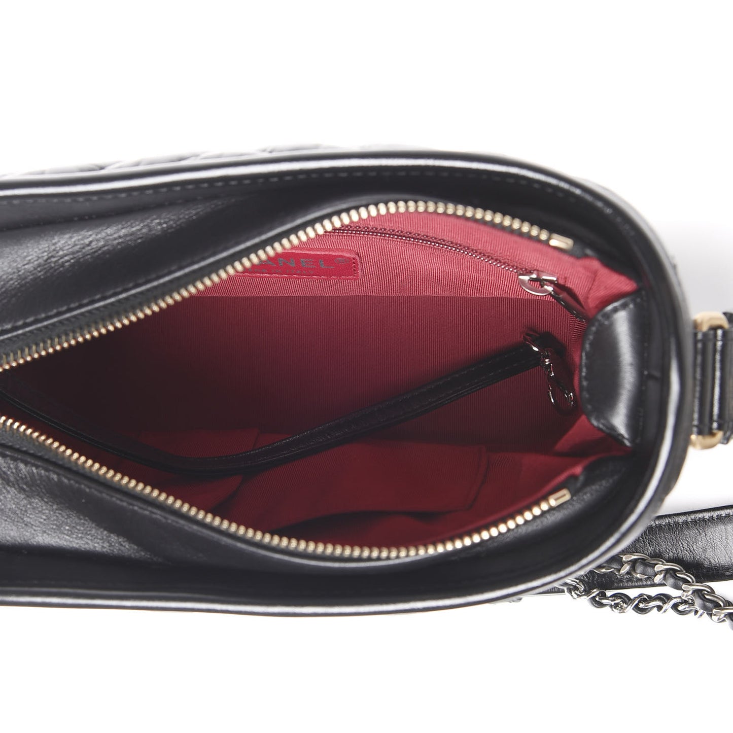 Aged Calfskin Chevron Quilted Small Gabrielle Hobo Black