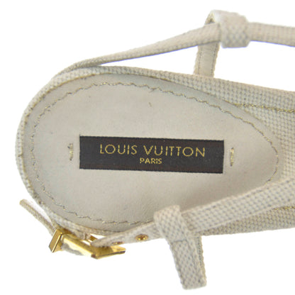 Louis Vuitton Canvas Foiled Round Wedge Sandals 38.5 4 of 5