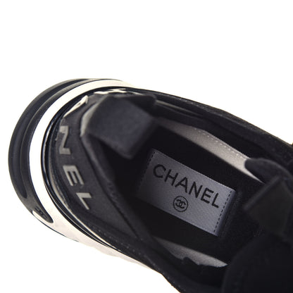 Chanel Velvet Calfskin Mixed Fibers CC Sneakers 38 Black 8 of 9