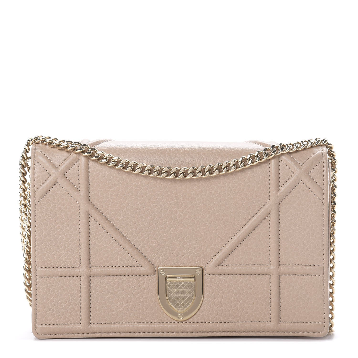 Christian Dior Grained Calfskin Diorama Wallet on Chain Pouch Nude 1 of 13