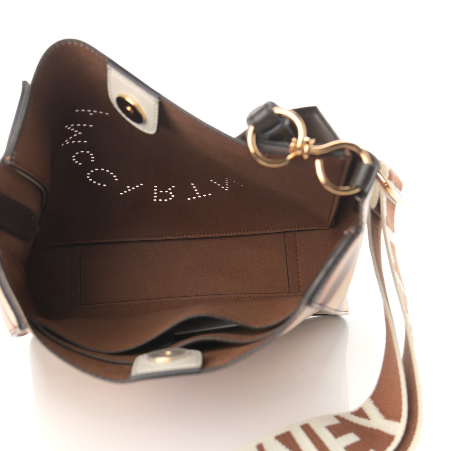 Eco Alter Tiger Print Perforated Logo Mini Crossbody Brown Ivory
