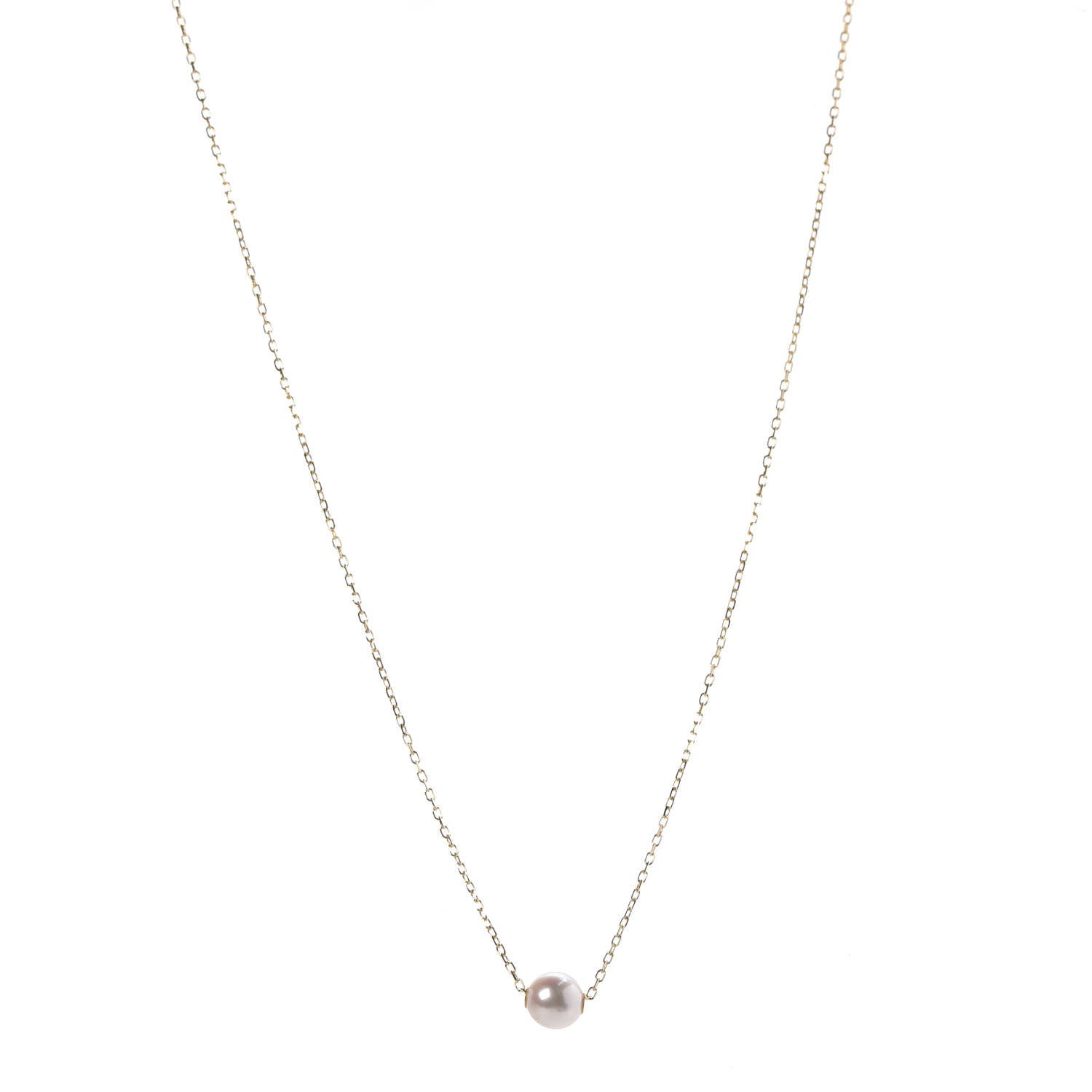Mikimoto 18K Yellow Gold Akoya Pearl 8mm Single Pendant Necklace 1 of 6