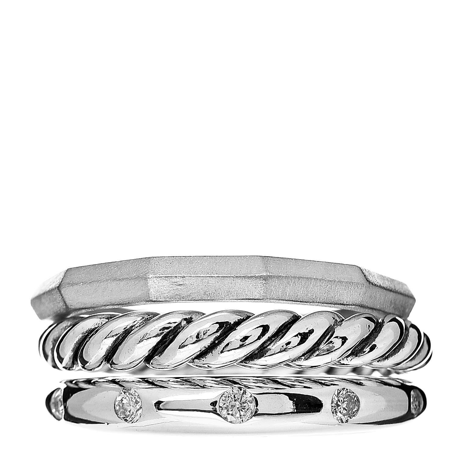 David Yurman Sterling Silver Diamond 9mm Stax Narrow Ring 52 6 1 of 5