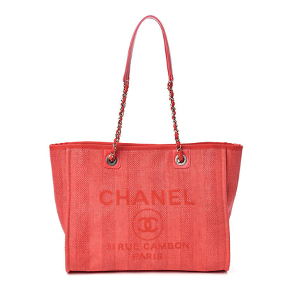 Chanel Mixed Fibers Striped Small Deauville Tote Red 1 of 10