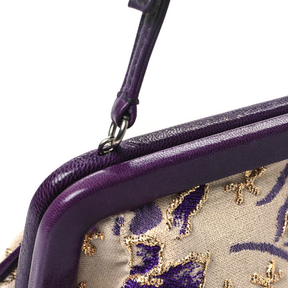 Prada Canvas Embroidered Kisslock Shoulder Bag 10 of 14