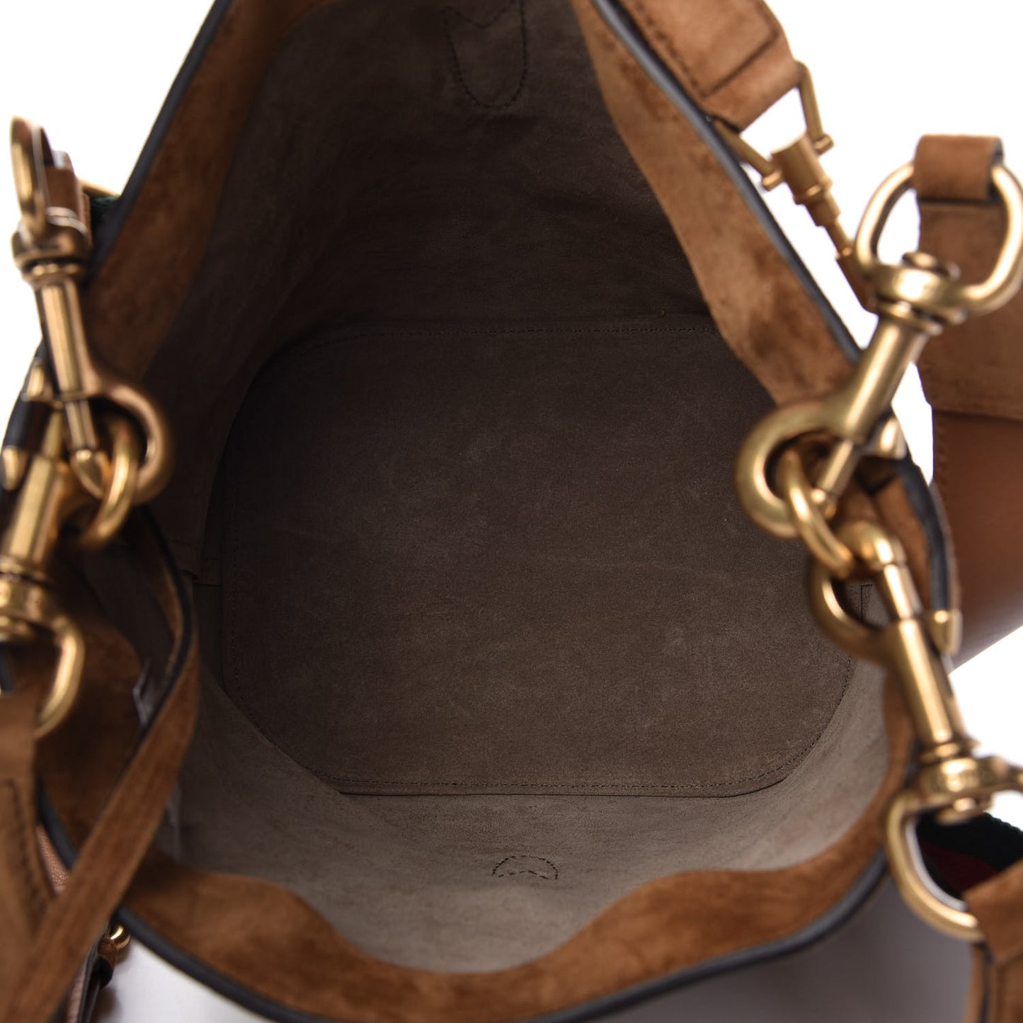 Suede Web Small Jackie Bucket Bag Brown