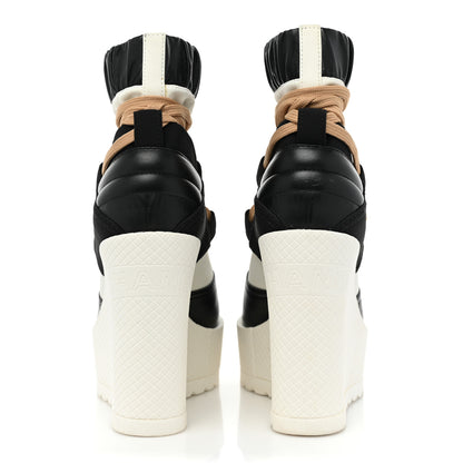 Chanel Patent Calfskin Runway Wedge Short Platform Boots 36.5 Black White Beige 4 of 11