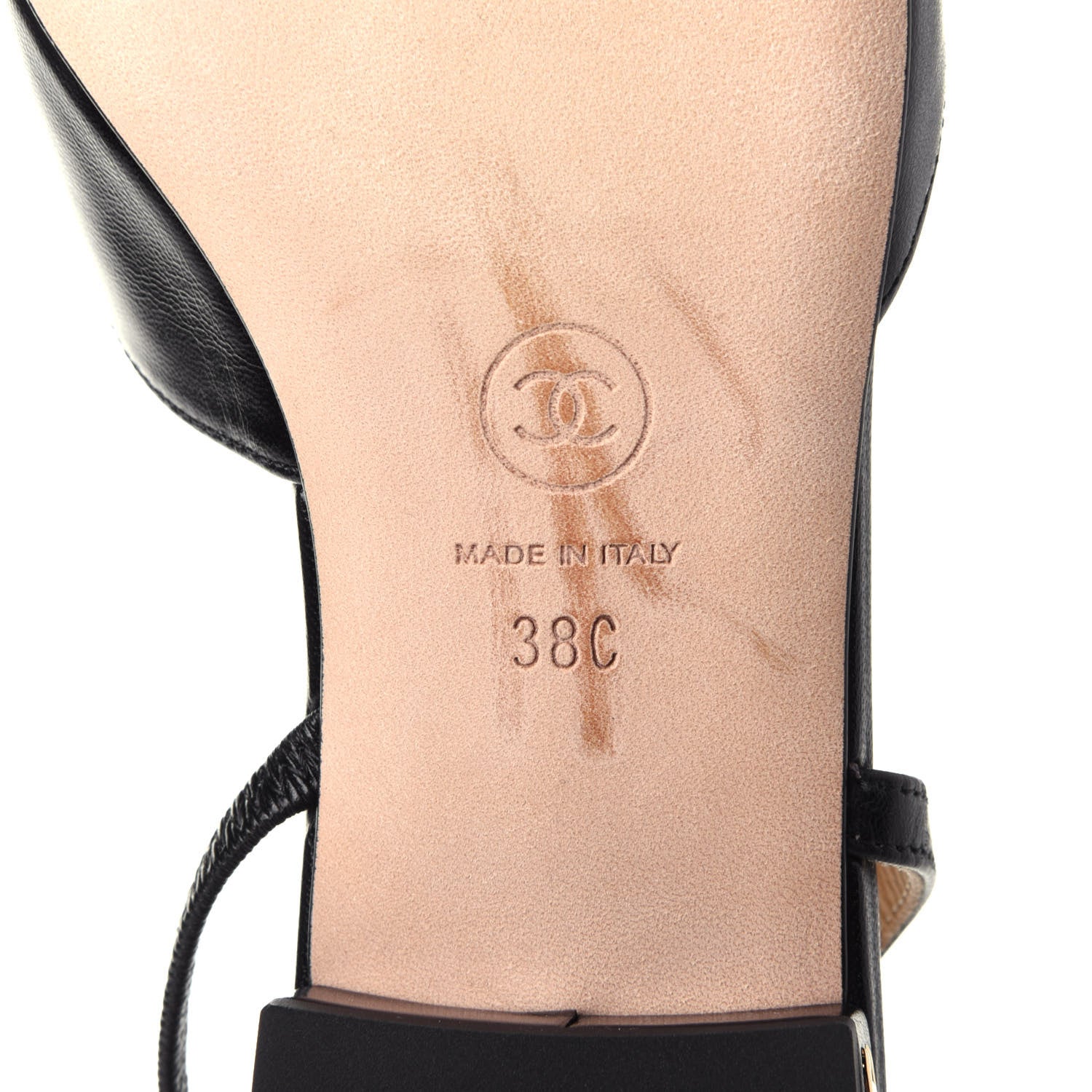 Chanel Goatskin Grosgrain Cap Toe CC Slingback Sandals 38 Black 9 of 12