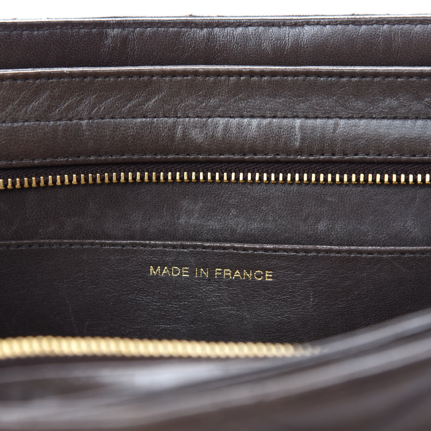 Lambskin Quilted Shopping Tote Dark Brown
