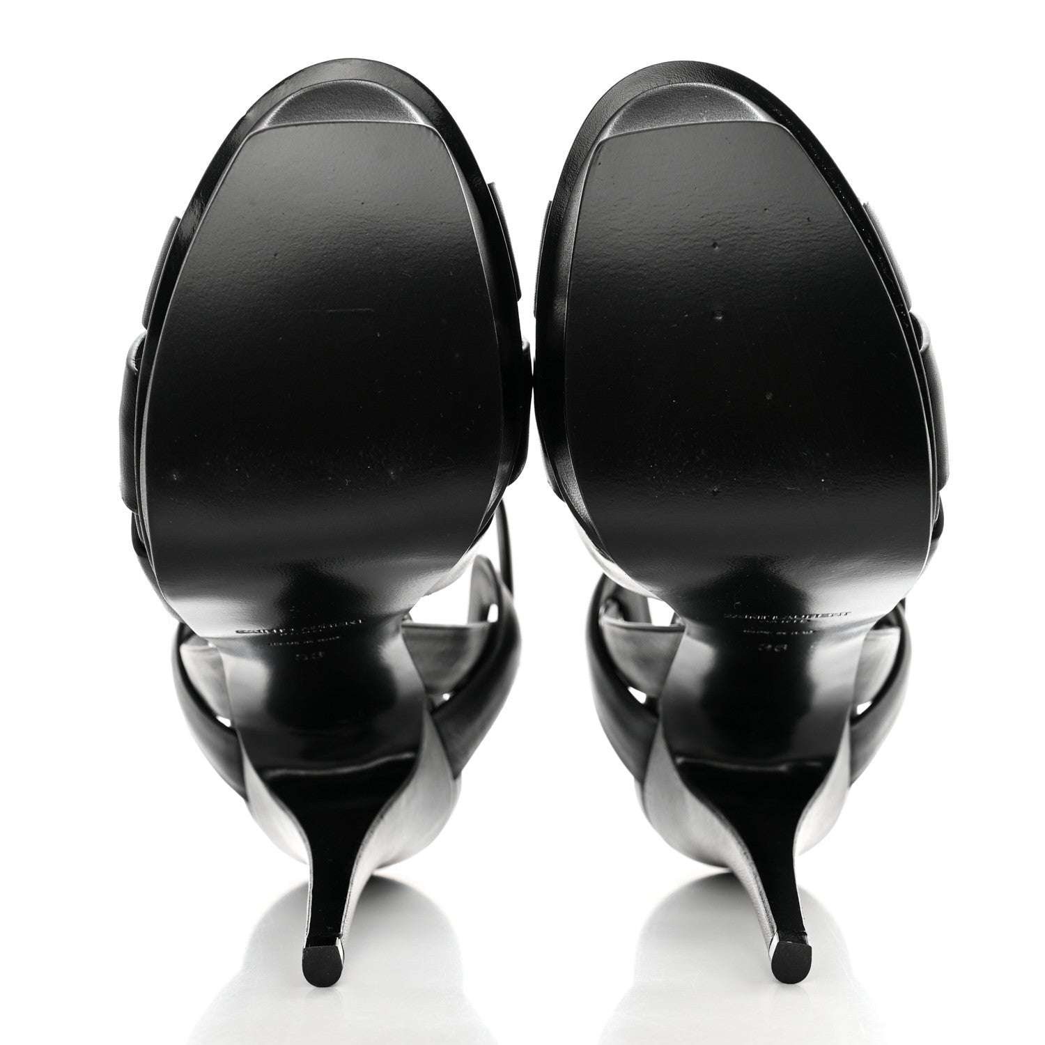 Saint Laurent Calfskin Tribute 105 Platform Sandals 36 Black 5 of 9
