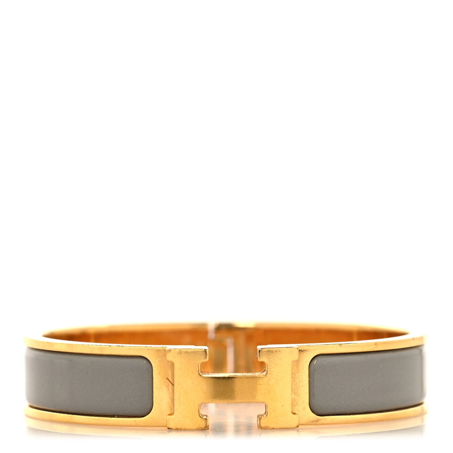 Enamel Narrow Clic Clac H Bracelet PM Marron Glace