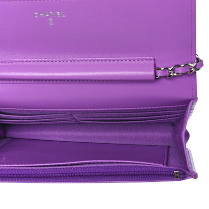 Chanel Lambskin Quilted Wallet On Chain WOC Light Purple 5 of 11