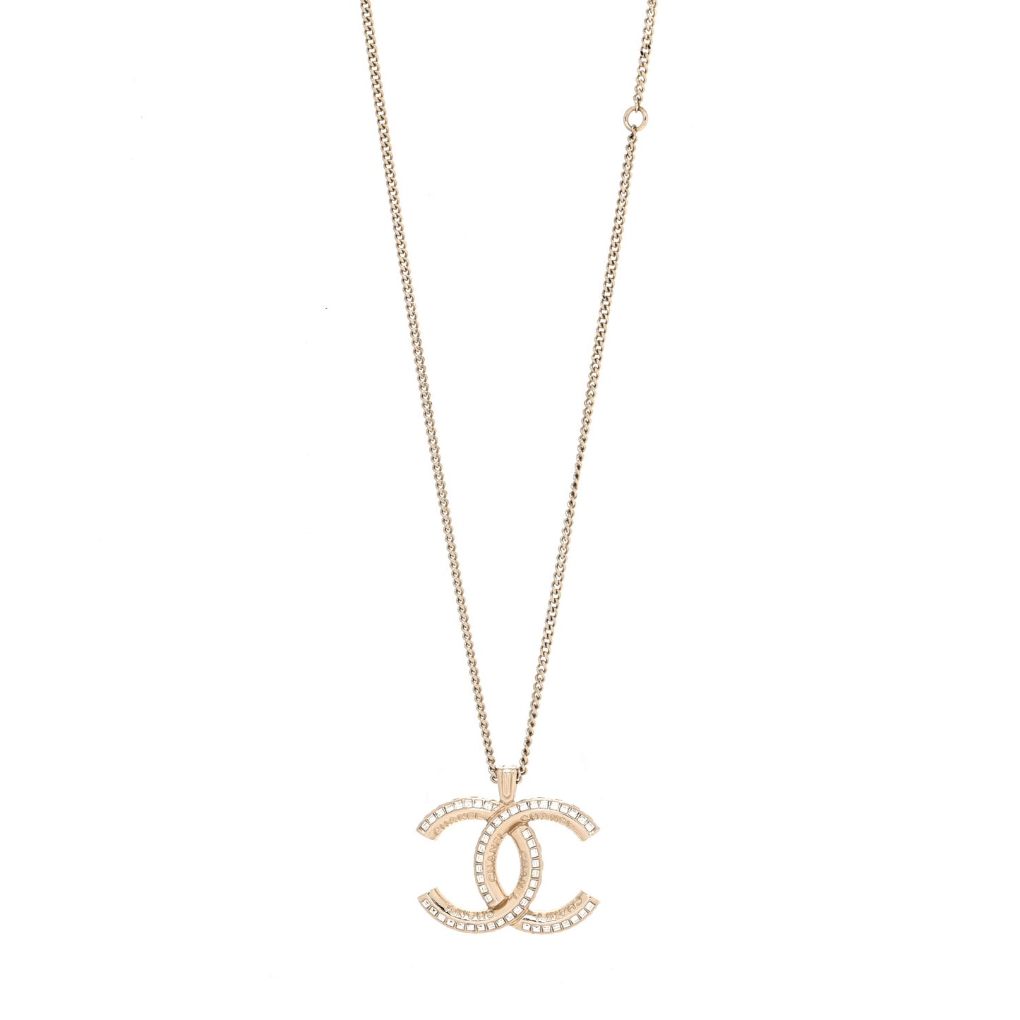 Baguette Crystal Logo CC Chain Necklace Gold