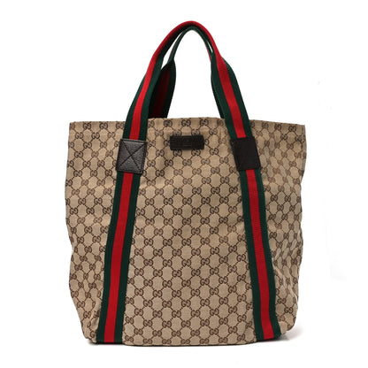 Gucci GG Monogram Medium Web Handle Vertical Tote Dark Brown 1 of 10