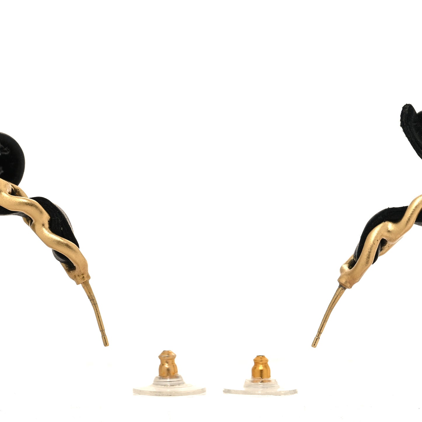 Lambskin Crystal CC Camelia Chain Hoop Earrings Gold Black White