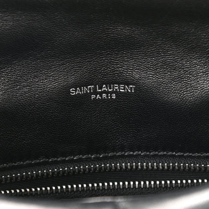 Saint Laurent Lambskin Quilted Toy Loulou Puffer Monogram Chain Satchel Black 7 of 9