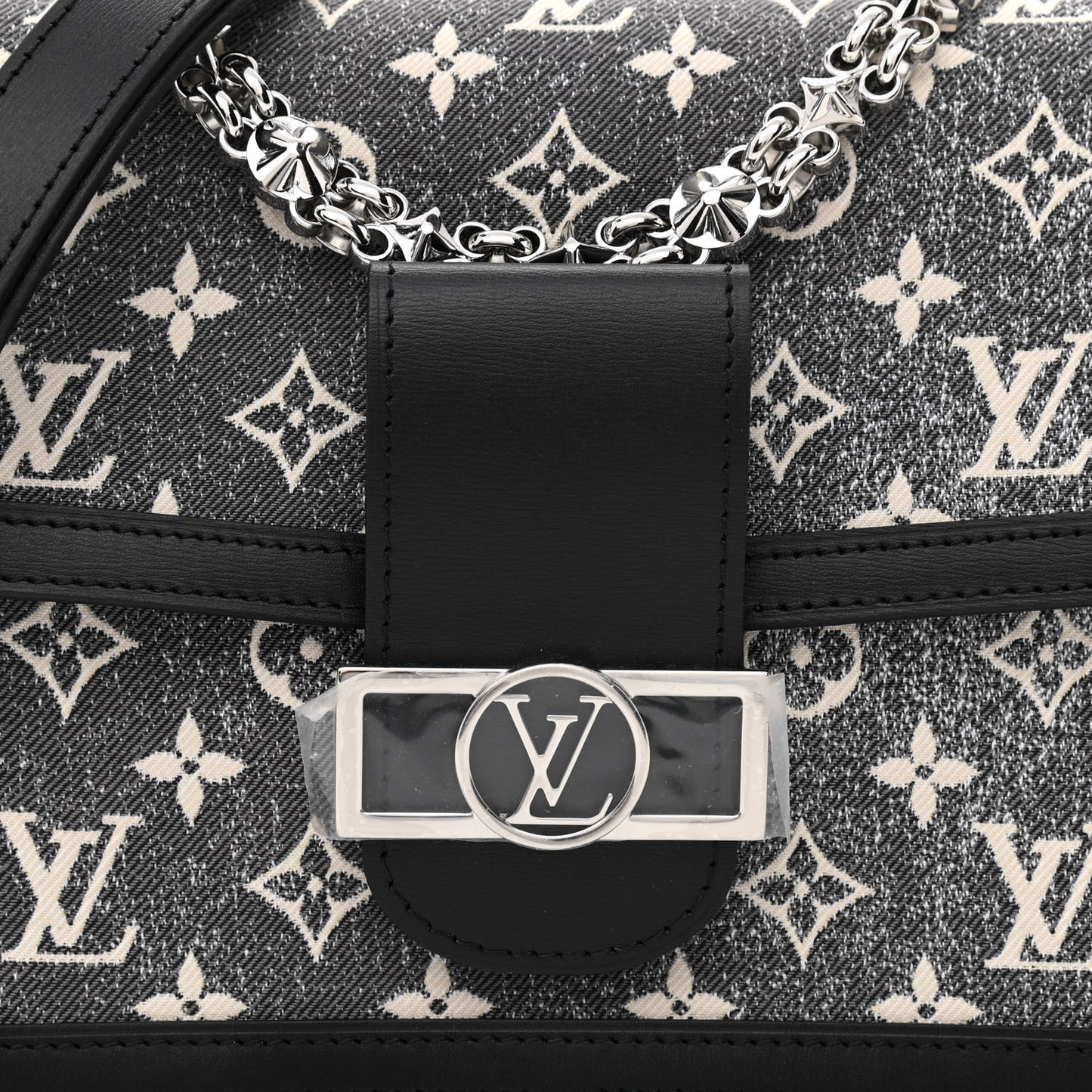 Denim Monogram Jacquard Dauphine MM Black