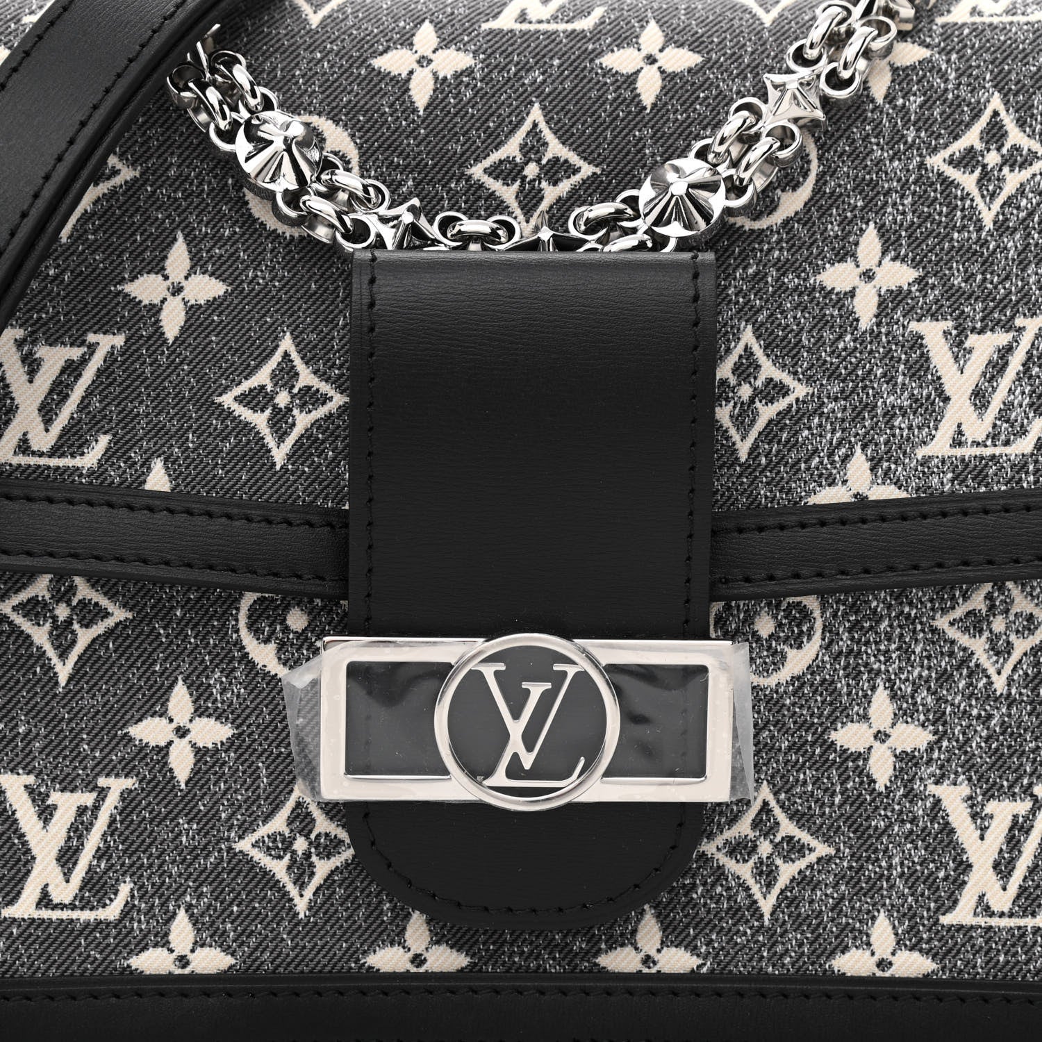 Louis Vuitton Denim Monogram Jacquard Dauphine MM Black 7 of 9