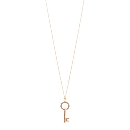 Tiffany 18K Rose Gold Small Open Round Key Pendant Necklace 1 of 5