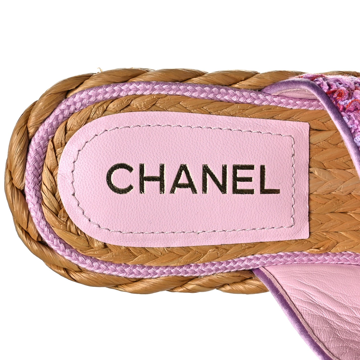 Tweed CC Thong Sandals 38.5 Light Purple Pink Red