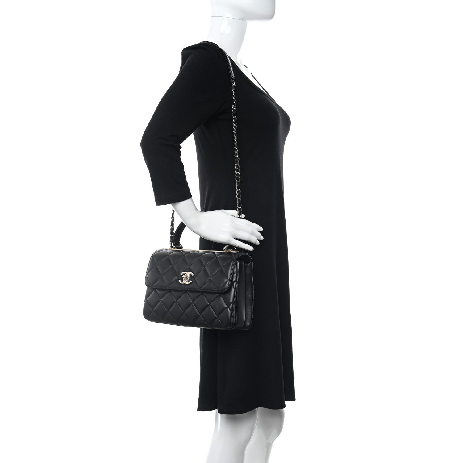 Chanel Lambskin Quilted Small Trendy CC Dual Handle Flap Bag Black 2 of 12