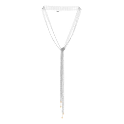 Tiffany Sterling Silver Pearl Elsa Peretti Mesh Tie Necklace 2 of 3