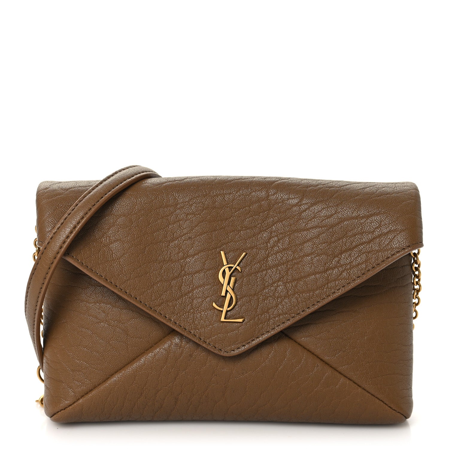 Saint Laurent Supple Lambskin Small Cassandre Chain Pouch Dark