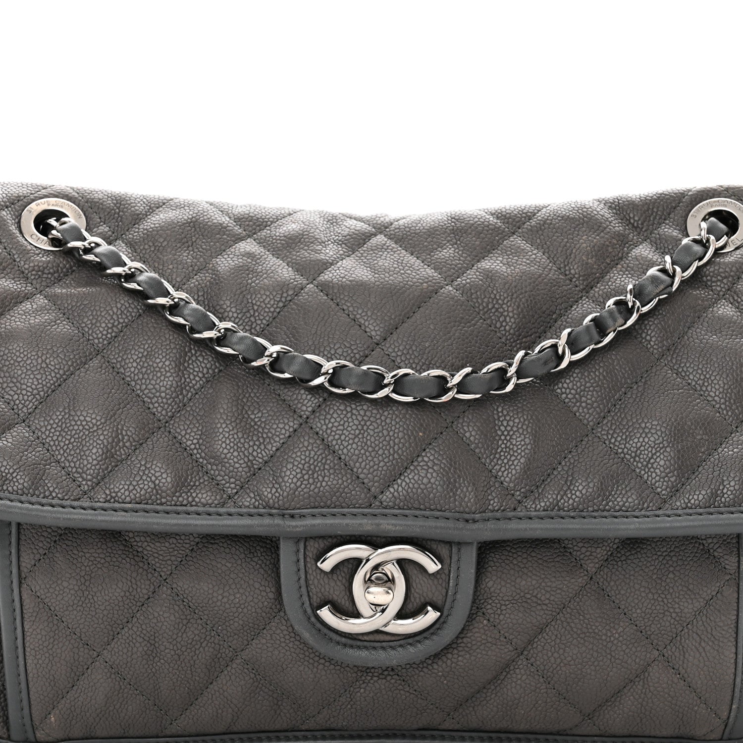 Chanel Caviar Quilted Large French Riviera Flap Dark Grey 7 of 13